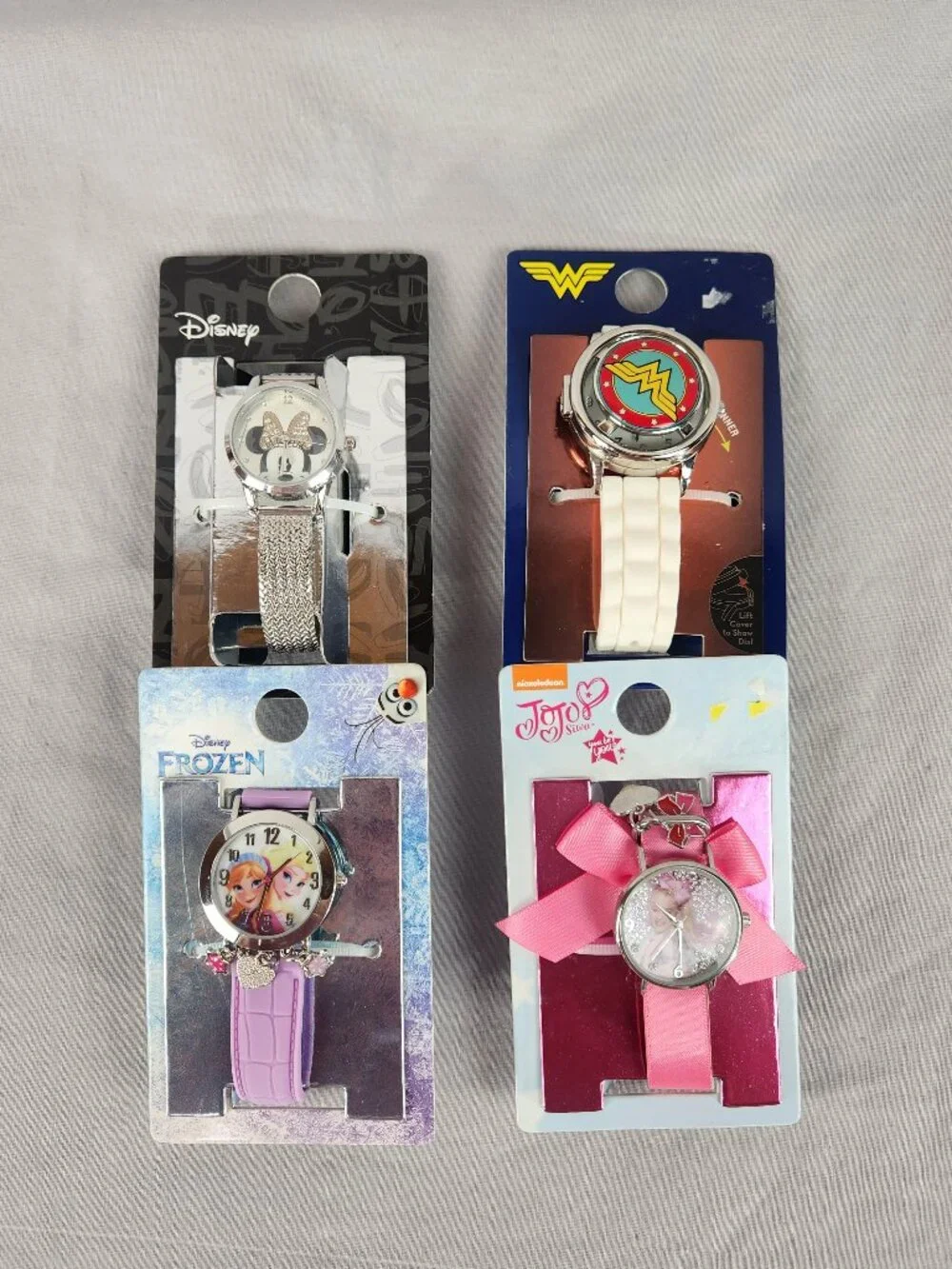 Lot of 4 New Girls Novelty Watches Minnie  Mouse JoJo Wonder Woman Frozen